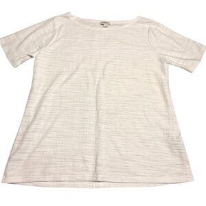 J.Crew Textured White Top – Style #A0919 – Size Small Lightweight Waffle Gauze T